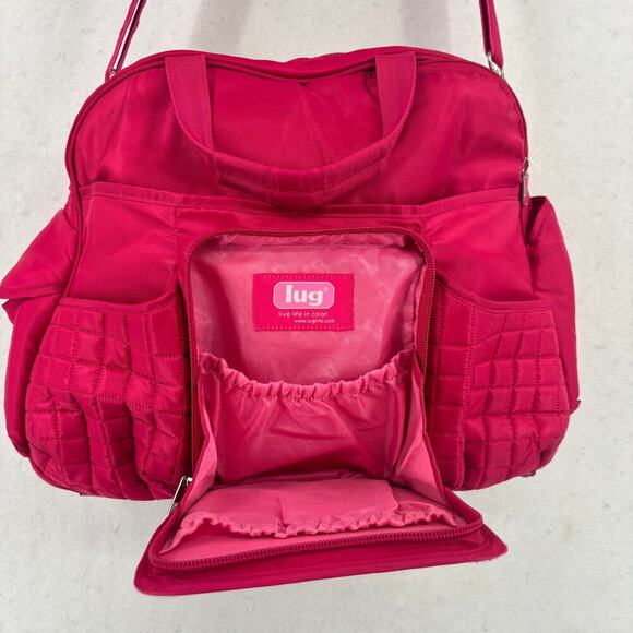 Lug Tuk Tuk Carry All Diaper Gym Travel Bag Rose Pink Multiple Pockets - Picture 2 of 15